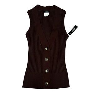 New A. Byer Chocolate Ribbed Sweater Knit Vest sz Small
